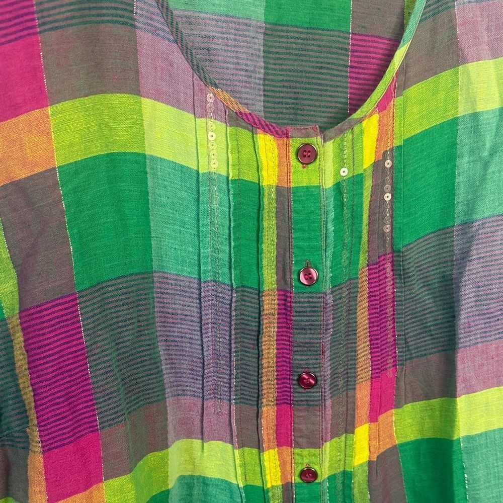 Catherines Multicolor Plaid Top with sparkle- 2X - Picture 3 of 6